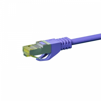 DSIT Cat.7 S/FTP (PiMF) RJ45 patch kabel, 0,25 m, vijoličen, LSZH, 10 Gbit/s, pozlačeni kontakti, zaščita pred prepogibanjem