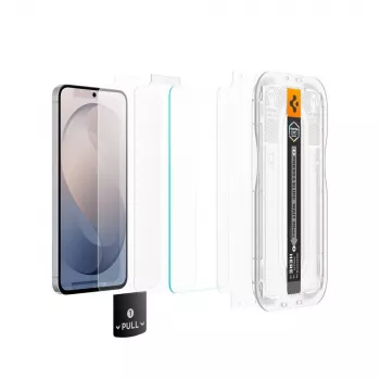 Spigen Glas.tR EZ Fit Pro AC 2-kratni paket kaljenega stekla za zaščito zaslona Samsung Galaxy S26 FE - prozorno, trdota 9H, okvir za samodejno poravnavo
