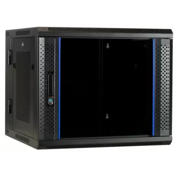 DSIT 6U stensko ohišje regala s kaljenimi steklenimi vrati, reverzibilno, 600x450 mm, črno