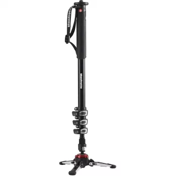 Manfrotto MVMXPROA4 XPRO Monopod+ aluminijasti 4-delni video monopod s podnožjem FluidTech, črn