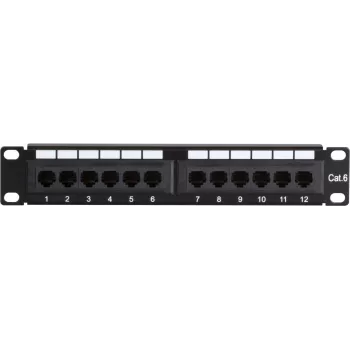 DSIT DS-10Patch6-12UTP 10-palčna 12-portna UTP CAT6 patch plošča, 1U rack montaža, črna