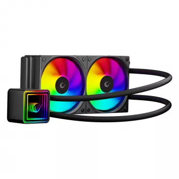Rampage INFINITE V240 ARGB 240mm tekočinsko CPU hladilo s prikazom temperature, črno