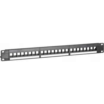 DSIT UTP keystone patch panel, 24-portni neopremljen, 1U 19-palčna rack montaža, črn