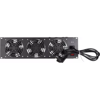 DSIT DS-FAN3FRONT 3U ventilatorska enota za rack montažo s 3 ventilatorji za 19-palčne racke, črna