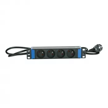 DSIT DS10-4PDU-PE 10-palčni razdelilnik 4-vtični z zaščitnim kontaktom, 1,5 m kabel, bel