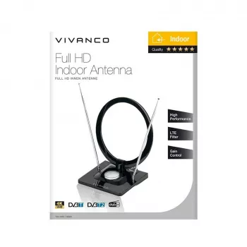 Vivanco VVTVANTSCIRCLE notranja antena DVB-T2/DAB+ ploščata antena s filtrom 4G/5G, črna