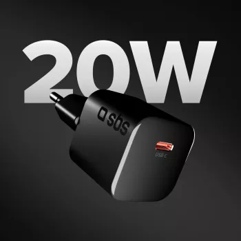 SBS 20W USB-C PD stenski polnilnik črn