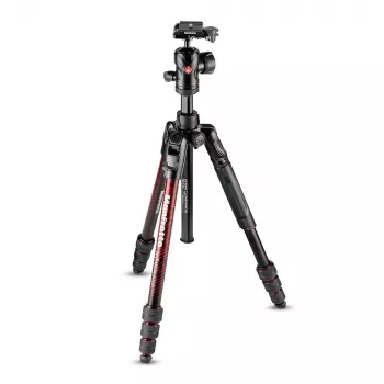 Manfrotto MKBFRTA4RD-BH Befree 4-segmentno aluminijasto potovalno stojalo s kroglično glavo, rdeče