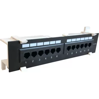 DSIT CAT 6a stenski patch panel, 12-Port UTP, črn