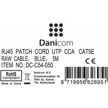 DSIT CAT 5e U/UTP omrežni patch kabel, 5m, moder, CCA, RJ45 (DC-C54-050)