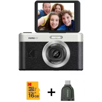 KODAK PixPro C1 črn kompaktni digitalni fotoaparat s kartico SDHC 16GB