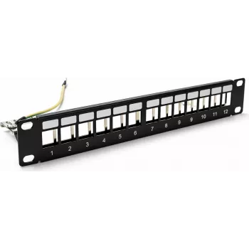 DSIT DS10-Patch-12STP 10-palčni STP keystone patch panel, 12 vrat, oklopljen, 1U, črn