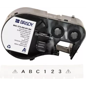 BRADY BMP41/BMP51/BMP53/M511 kartuša z nalepkami, PermaSleeve toplotno skrčljiva cev iz poliolefina, 38,1 mm x 2,44 m, bela s črnim tiskom, razmerje krčenja 3:1, B-427