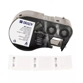 BRADY M4-143-417 samolaminirana vinilna kartuša z etiketami za BMP41/BMP51/BMP53/M511, 1,5 inch x 21', belo-prosojna