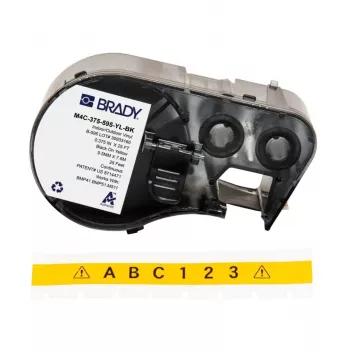 Brady M4C-375-595-YL-BK samolaminirana vinilna etiketa za tiskalnike BMP41/BMP51/BMP53/M511, belo/prosojno, 25,4 mm x 50,8 mm, zvitek 6,4 m