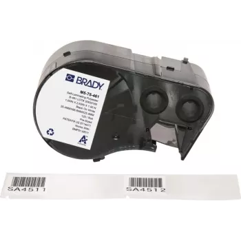 Brady M5-75-461 zvitek samolaminiranih poliestrskih etiket, črno na belem/prosojnem, 25,40 x 66,68 mm, trajno lepilo, 120 etiket