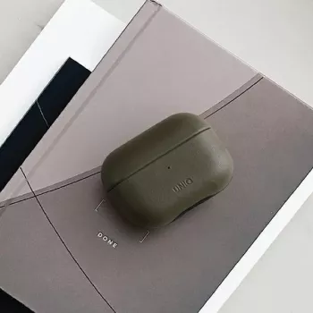 UNIQ Terra ovitek iz pravega usnja za Apple AirPods Pro – olivno zelen