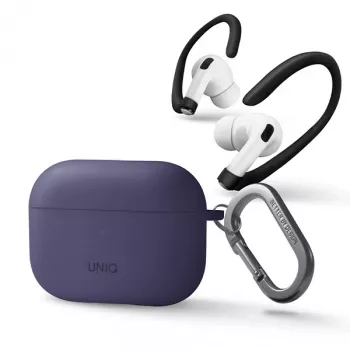 UNIQ Nexo silikonski ovitek z ušesnimi kavlji za Apple AirPods Pro 2. generacije (2022/2023) - figova vijolična