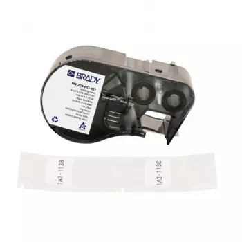 BRADY vrtljiva samolaminirna kartuša z nalepkami za DYMO XTL – 24mm x 4m, črno na belo/prozorno, industrijski poliester
