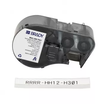 Brady M4C-250-7641 samolaminirne vinilne oznake za kable za BMP51/BMP53, 38,1 mm x 19,05 mm, belo/prozorno, zvitek 6,4 m