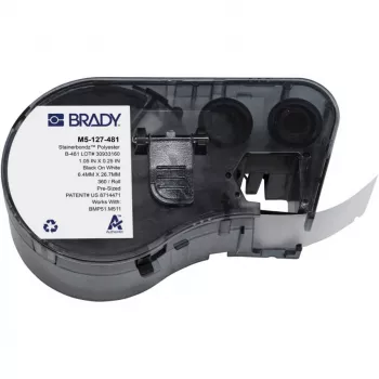 BRADY BMP51/BMP53/M511 samolaminirna vinilna kartuša z nalepkami, belo/prozorno, 25,4 mm x 25,4 mm, 250 nalepk