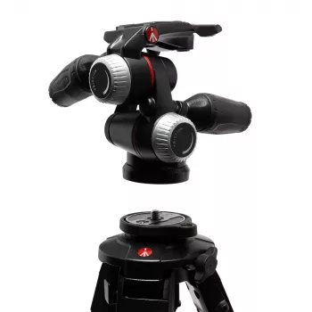 Manfrotto MHXPRO-3WX 3-smerna glava z uvlačljivimi ročicami, aluminij, nosilnost 8 kg, hitra spojna plošča 200PL-14, črna