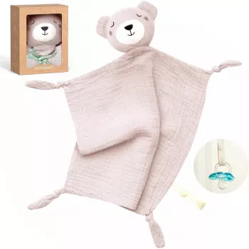 Momcozy bombažni medvedek plišasta igrača za dojenčke, roza