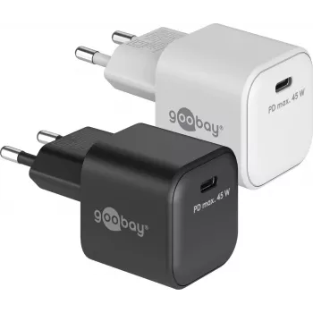 GOOBAY 45 W USB-C PD GaN Nano hitri polnilnik (črn)