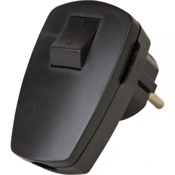 Kopp plastični varnostni vtič z nihajnim stikalom, črn, 16 A, 250 V, 3 x 1,5 mm²
