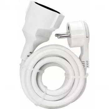 KOPP ELEKTROTECHNIK podaljševalni kabel z ultra ploščatim kotnim vtičem, Schuko na Schuko, bel, 3m