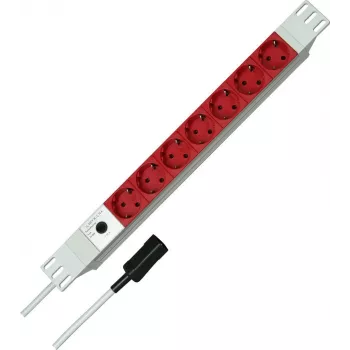 Kopp 19-palčna 7-mestna aluminijasta PDU vtičnica z vhodom IEC C14, 1U rack montaža, 16 A, Schuko vtičnice