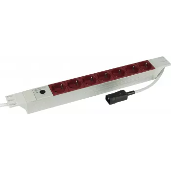Kopp 19-palčna 7-mestna aluminijasta PDU vtičnica z vhodom IEC C14, 1U rack montaža, 16 A, Schuko vtičnice