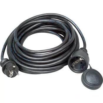 Kopp gumijasti varnostni podaljševalni kabel, zaščitni vtič/vtičnica, 10 m, H05RR-F 3G1.5, IP44, črn (147310042)