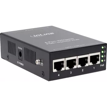 InLine 32304H 4-portni PoE+ 10Gigabit injektor hub, kovina, brez ventilatorja, 120W proračun
