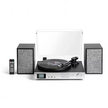 AKAI ATT-500SP gramofon z jermenskim pogonom, zunanjimi zvočniki, Bluetooth, snemanjem prek USB, črn
