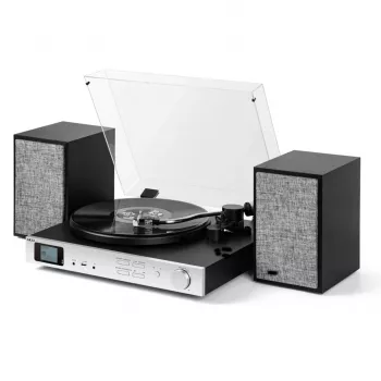 AKAI ATT-500SP gramofon z jermenskim pogonom, zunanjimi zvočniki, Bluetooth, snemanjem prek USB, črn