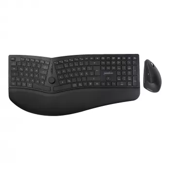 Perixx PERIDUO-614 DE brezžični ergonomski komplet tipkovnice in miške, deljena tipkovnica, navpična miška, 2,4 GHz, črn (nemška postavitev)