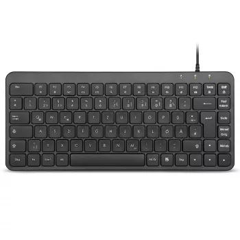 Perixx PERIBOARD-414 B DE žična mini USB tipkovnica, tihe tipke, nemška postavitev, črna