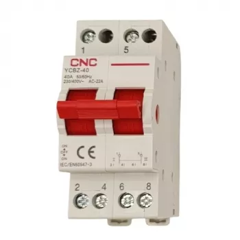 CNC EL240364 modularno preklopno stikalo YCBZ-40, 2-polno, 40 A, 1-0-2, montaža na DIN letev