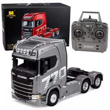 HUINA 32329 Scania 1:18 6-kanalna RC vlačilec s polprikolico siva srebrna