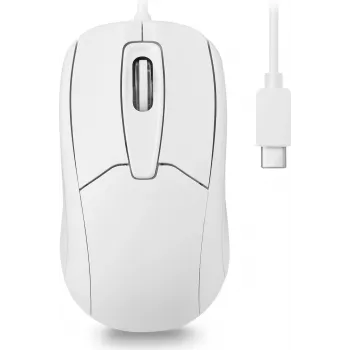 Perixx PERIMICE-209 C W žična USB-C optična miška, 1000 DPI, 3 tipke, kolesce za pomikanje, za levičarje in desničarje, bela