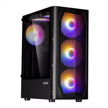 Zalman N4 Rev.1 ohišje Mid-Tower ATX s 6 ventilatorji ARGB, kaljeno steklo, črno