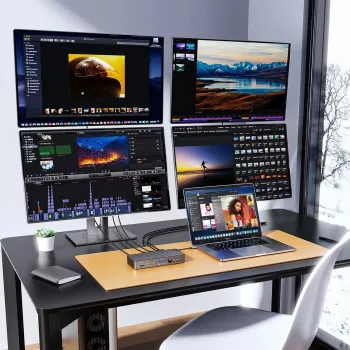 ORICO DKA22-V1-EU-BK-EP USB-C 10Gbps DisplayLink priklopna postaja s 4x 4K@60Hz zasloni in 60W Power Delivery