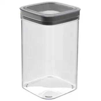 CURVER Dry Cube kvadratna posoda za shranjevanje živil 1,8L prozorna s sivim pokrovom, zračno tesna in neprepustna