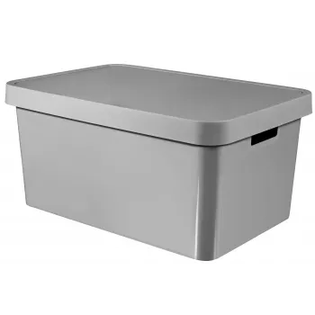 Curver Infinity Recycled 45L škatla za shranjevanje s pokrovom, siva, 56x39x27 cm
