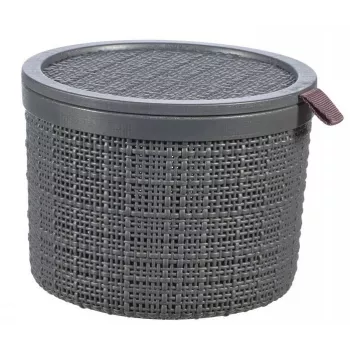 CURVER košara s pokrovom Jute okrogla 2L Ø17x13cm temno siva