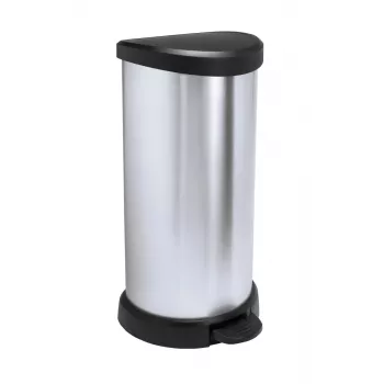 Curver Deco 50L okrogel smetnjak za pedal črn srebrn kovinski učinek