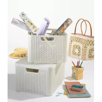 CURVER Style S škatla za shranjevanje 28,5 x 19,4 x 13 cm krem z videzom ratana