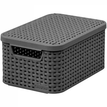 CURVER Style S škatla za shranjevanje s pokrovom, 29,1 x 19,8 x 14,2 cm, temno siva, 8,2L