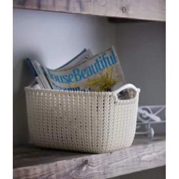 CURVER Knit Collection pravokotna košara za shranjevanje S 8L bela 30x22x17 cm